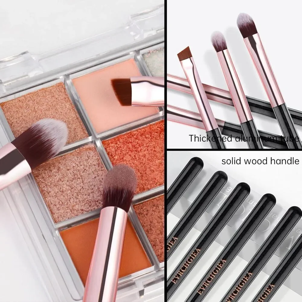6 Pcs gold Professional Blending Soft Hairs Eye Makeup Brush Set & Wood Handle